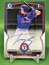 2023 Bowman Chrome Prospects Tommy Specht Auto #CPA-TS Rangers Rookie 1st RC