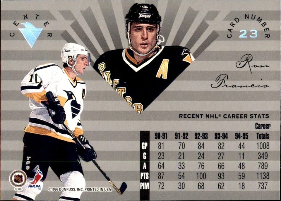 1995-96 Leaf Limited #23 Ron Francis PITTSBURGH PENGUINS SEATTLE KRAKEN GM - Image 2 of 2