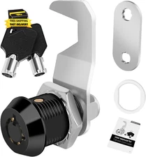 Black Toolbox Lock with Keys, Cabinet Locks Keyed Alike, Hook Cam, Tubular Cam L