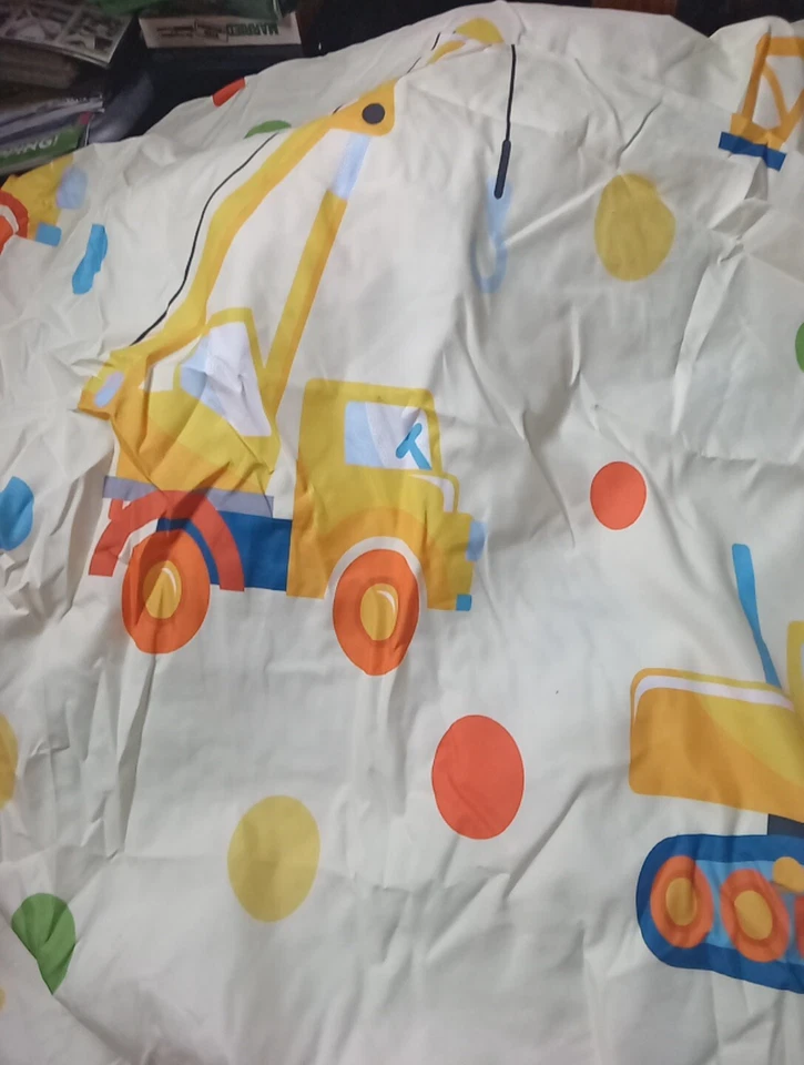 Ambesonne Sábana Ajustable Doble Tamaño Construcción Grúa, Bulldozer, Excavadora NUEVO Foto 4 de 4