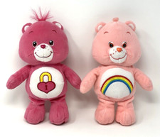2 Care Bears 2004 Secret Bear  Rainbow Cheer Bear 10" Plush Stuffed Toy Animal