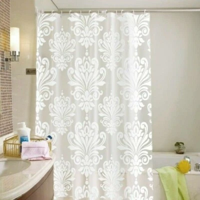 3d Durchsichtig Bade Vorhang Floral Bedruckt Peva Wasserfest Duschvorhang Haken - Bild 1 von 4