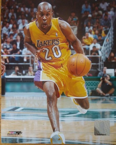 Gary Payton Los Angeles Lakers NBA Jersey Men L Reebok Gold Glove HWC Sewn #20 - Picture 10 of 13