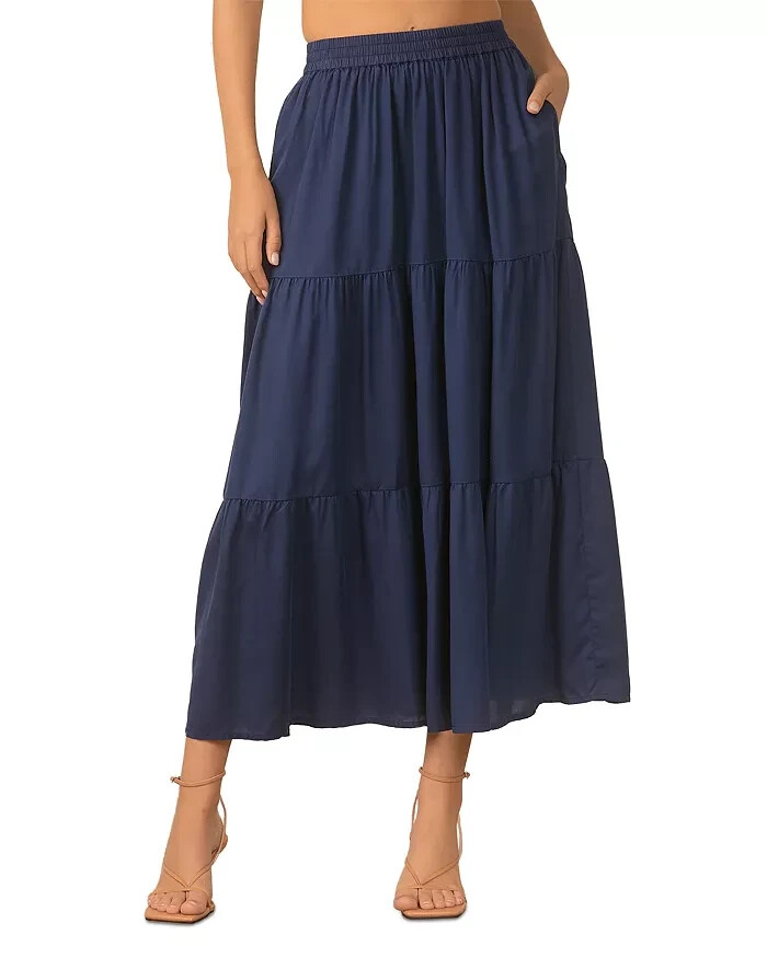 Elan Tiered Navy Blue Long Maxi Skirt L96111 Size Large | eBay Elan Tiered Navy Blue Long Maxi Skirt L96111 Size Large | eBay
