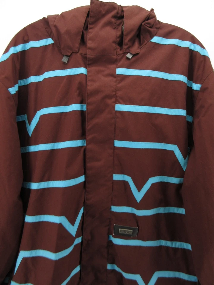 Volcom Jacket Men Large Red Parka Ski Snowboarding Coat Hoodie Striped Skiing * - Image 2 of 4