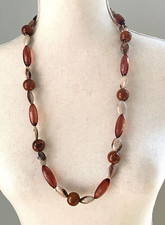 Beaded 30" Necklace Earthy Acrylic Ceramic Multi Shape Beads