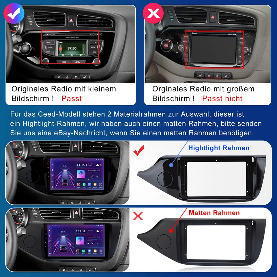 9'' Android 14 Autoradio Für Kia Ceed 2012-2016 GPS Navi WIFI BT SWC DAB+ 2+64G - Bild 3 von 4