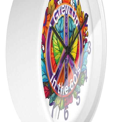 Hippie Peace Wall Clock, 60s Design, Bright Colors, Retro Home Decor, Groovy - Picture 3 of 7