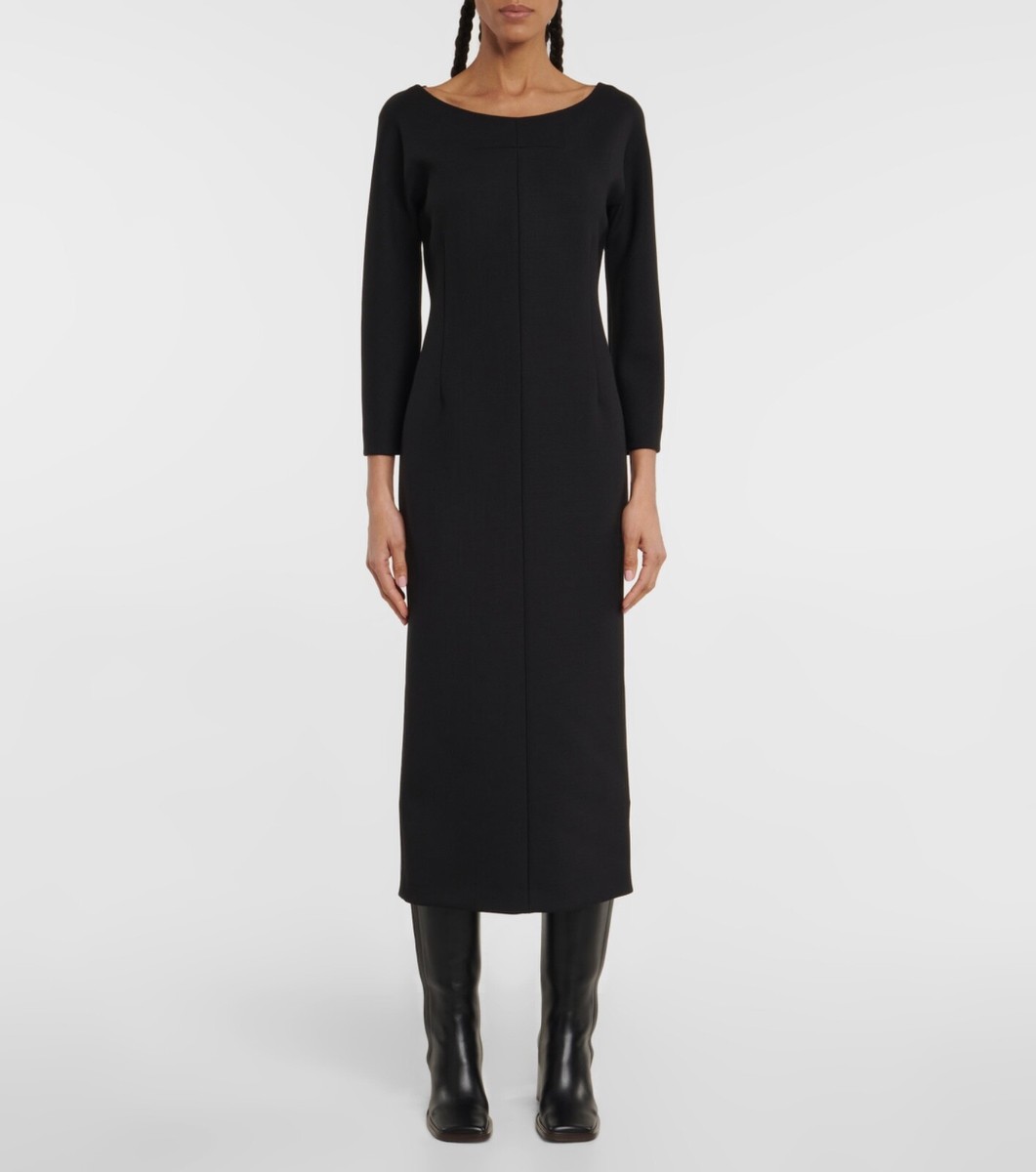 THE ROW☆Tulip wool-blend midi dress ワンピース【UK発】 THE ROW Tulip Dress in Black Virgin Wool Size 10 | eBay