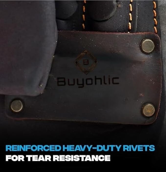 Heavy- Duty Leather Tool Bag for Drywall Contractors, Oil-Tanned Belt Pouches