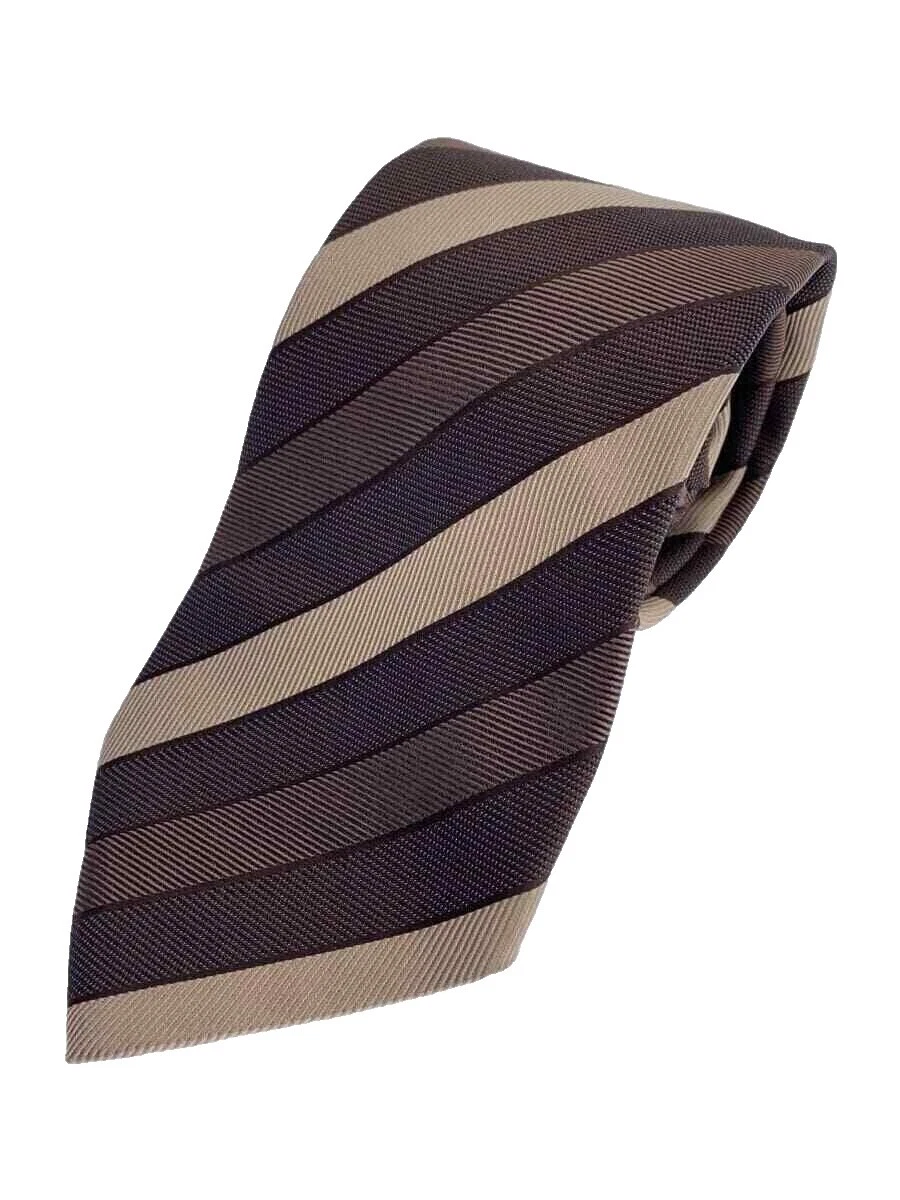 Gravatas Listrado Marrom Giorgio Armani para Homens