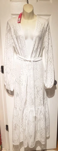 Lilly Pulitzer Adela Maxi Coverup Resort White Paradise Found Lace Size M Medium
