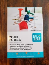 Pen + GEAR Coin Tubes Coin Sorting & Stacking Tubes + Wrappers