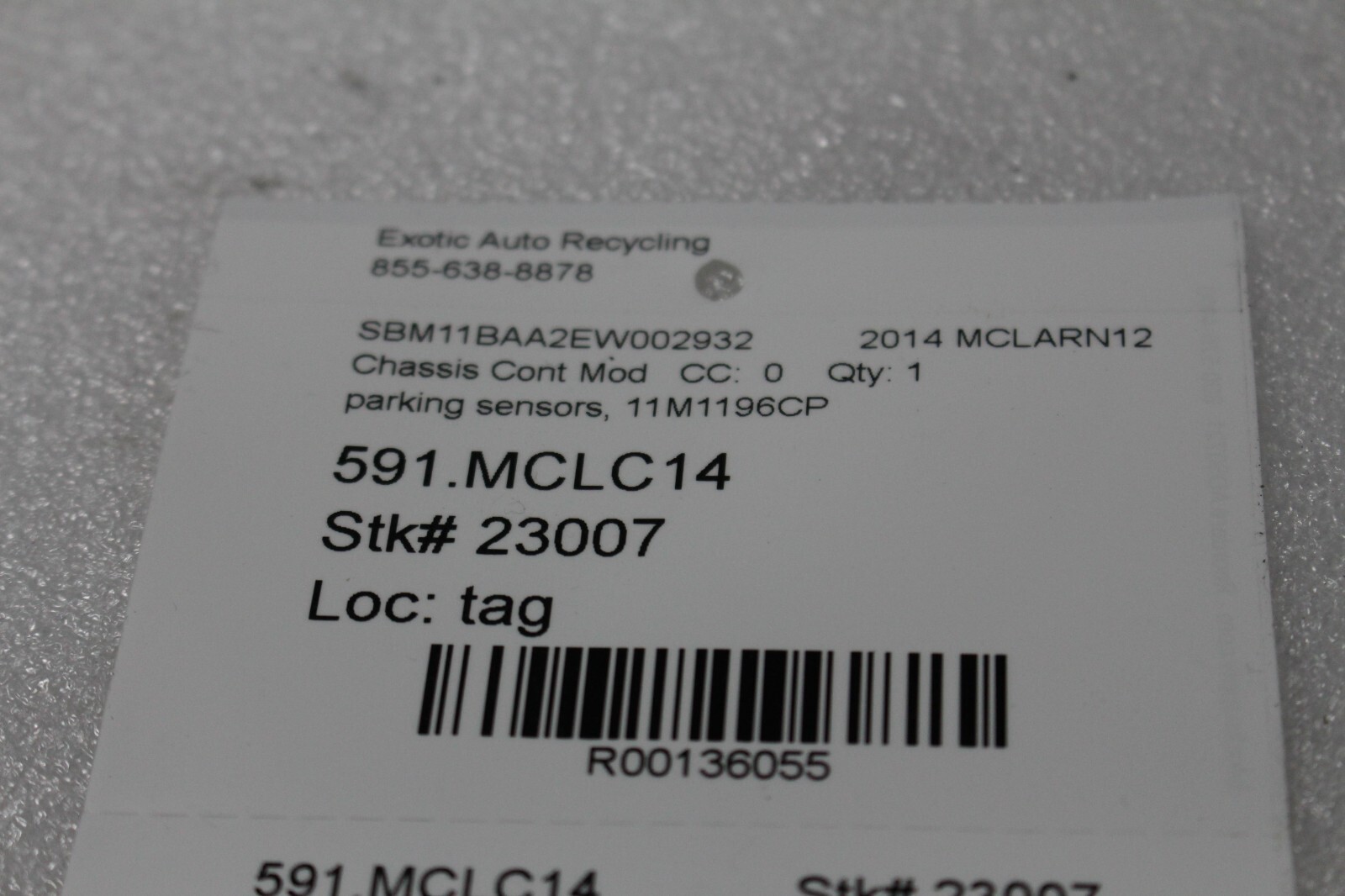 McLaren MP4-12C, Parking Sensor Control Module, Used, P/N 11M1196CP