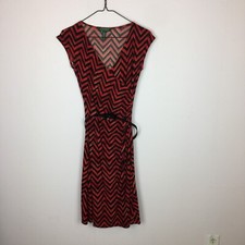 Lauren Ralph Lauren Wrap Sheath Dress Sz PXS Womans Petite Red Black Sleeveless