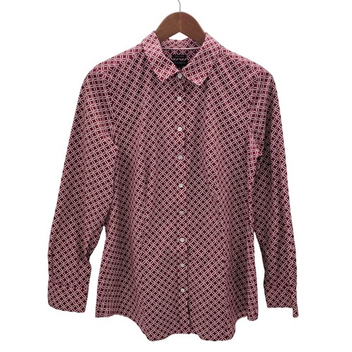 Talbots Womens Long Sleeve Button Up Wrinkle Resistant Career Top Sz 10 Red