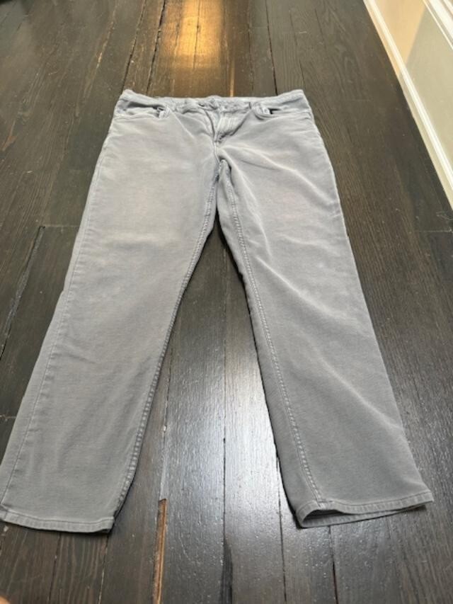 Faherty Pants Mens 36x30 Stretch Terry 5Pocket Slim Straight Gray