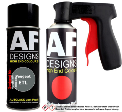 Spraydosen Griff Set für Peugeot ETL Gris Metallic Basislack Klarlack Handgriff 