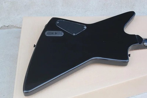 Gloss Black Explorer Electric Guitar Wolf Inlay Active Pickup & 9V Battery - Picture 3 of 7