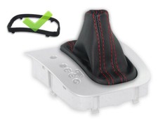 SCHALTMANSCHETTE FUR VW GOLF 5 V DSG automatik SCHALTSACK LEDER NAHT ROT +RAHMEN