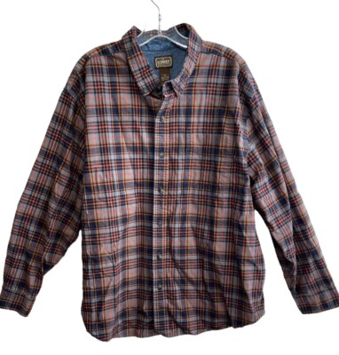 CE Schmidt Men's Workwear Plaid Flannel Shirt Size 2XL Gray Orange Lumberjack