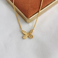 Julie Vos Gold Butterfly Gift Clear Crystal Pendant Neckalce