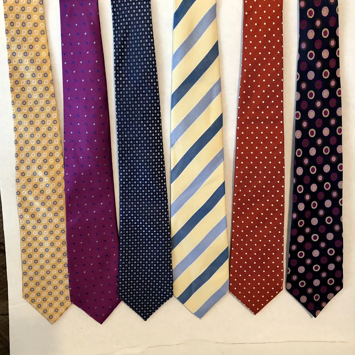 Astor Black Men s Necktie 100 Silk Lot of 6 High End Luxury