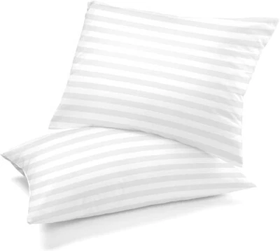 MH HOME Hotel Quality Egyptian Stripe Pillows Luxury Soft Hollowfiber Filled-2, 4 Pack