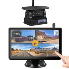 Magnetic Solar Charging Wireless Backup Camera with 7'' DVR Monitor BSD For Rv