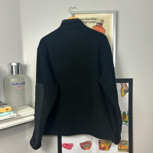 Vintage 1990s Polo Sport Ralph Lauren Black Fleece Zip Up Jacket Large RL Patch - Picture 2 of 10