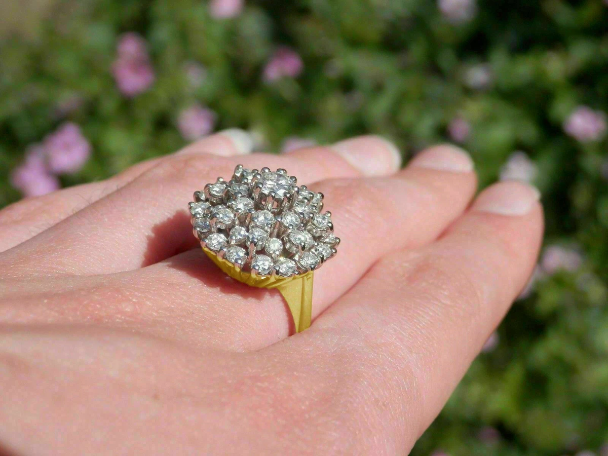 14k Yellow Gold Finish 1.75 Ct Round Cut Diamond Cluster