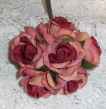 MAUVE ROSE millinery Vintage style 6 silk ROSE flower pick ALEXANDER dolls