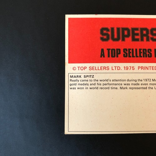 Mark Spitz 1975 Top Sellers Ltd. Superstars #80 Sticker - Unused - Swimming - Picture 8 of 9