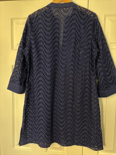 Shoshanna Blue Mini Caftan Swim Cover-Up Dress SIZE L - Picture 4 of 5