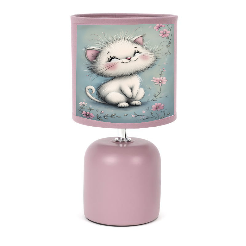 Lampe de chevet chat rose bébé, le cadeau de naissance idéal