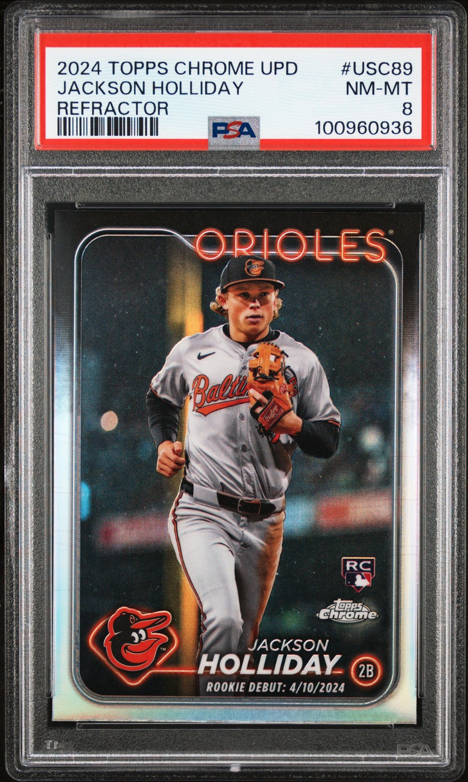 2024 TOPPS CHROME UPDATE REFRACTOR #USC89 JACKSON HOLLIDAY PSA 8