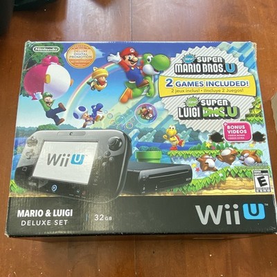 Nintendo Wii U Mario & Luigi Deluxe Set 32GB Black HDMI Wi-Fi GamePad Box