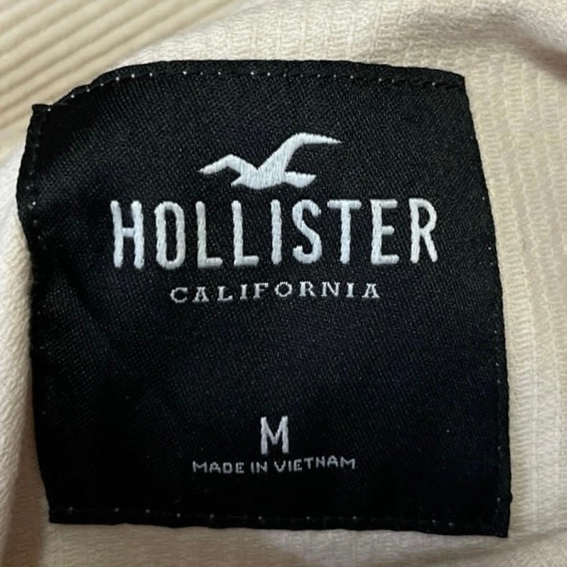Jaqueta moletom Hollister creme veludo com zíper cordão com capuz ativa tamanho M - Imagem 3 de 4