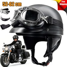 NEU Motorradhelm Vintage PU-Leder Halbschalenhelm Rollerhelm Motorrad Scooter