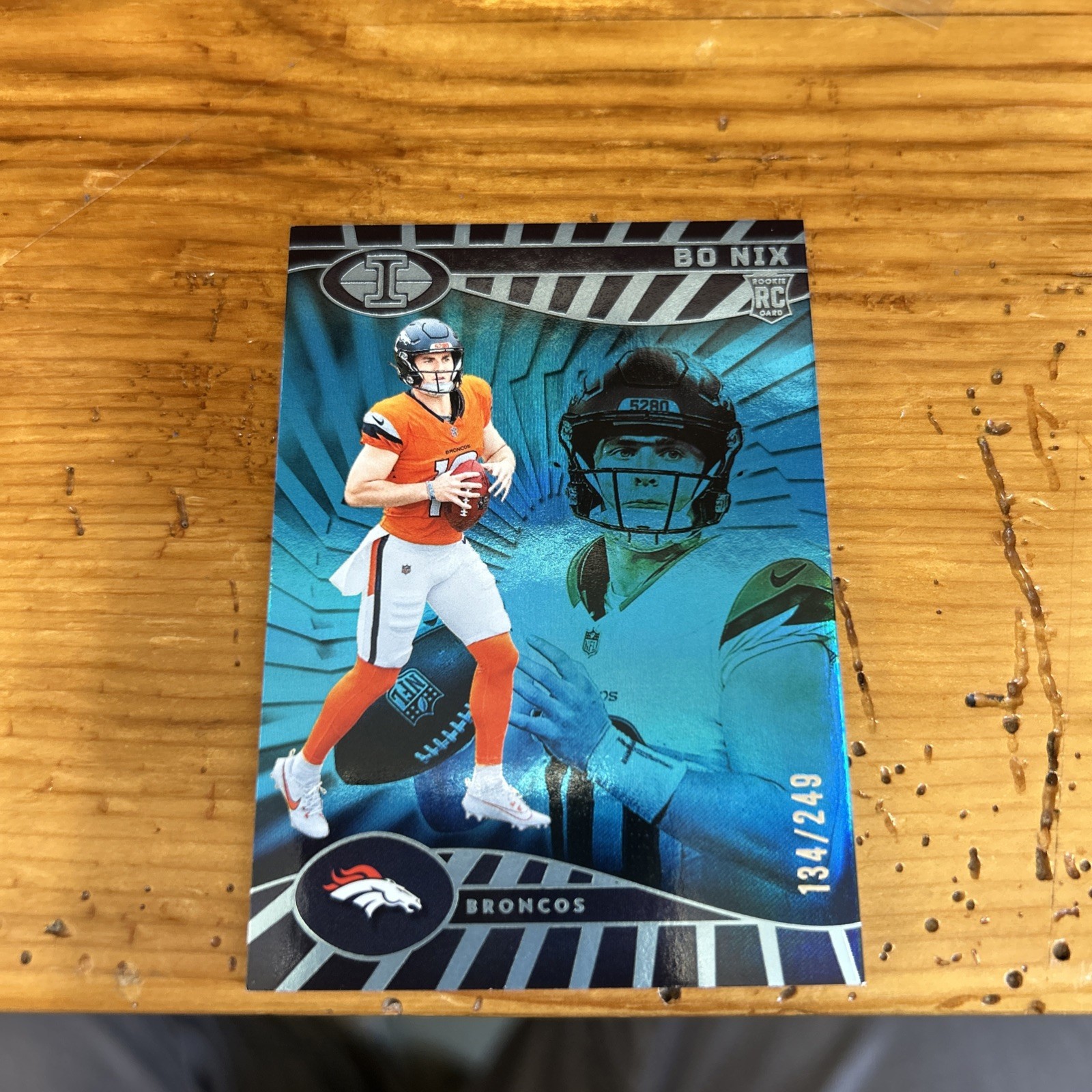 2024 Panini Illusions Jersey Number- Bo Nix #22 RC Light Blue Trophy  134/249🔥