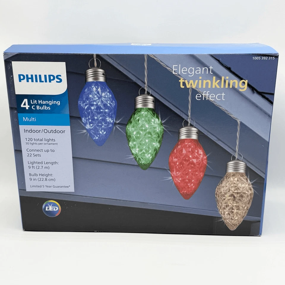 "Luces parpadeantes Philips 4 unidades 9"" grandes luces navideñas de gran tamaño bombilla" Foto 3 de 3