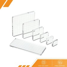 7 x Acrylic Stamp Block Clear Stamping Block with Grid Lines Sets Square