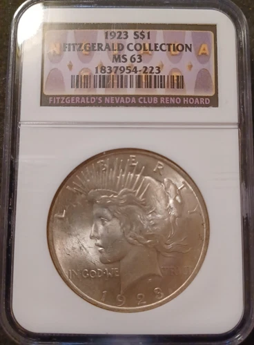1923 $1 Peace Dollar from the Fitzgerald Collection NGC MS63