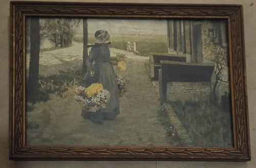 Thumann Small 5x7 Printed copy Flower Girl- Unsigned/wooden frame