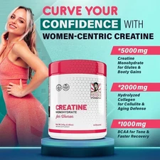 Creatine Monohydrate 5000mg for Women 2g Collagen & 1g BCAA – 240g (30 Servings)