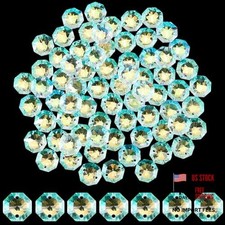 1 Box 80Pcs 15mm Crystal Octagon Beads 2 Hole Crystal Prism Beads Clear AB