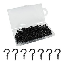 120 PCS 1/2 Inch Ceiling Cup Screw Hooks Metal SelfTapping Hanging Black