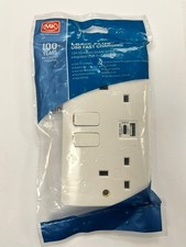 MK K2766WHI 2 Gang 13a + 1 x USB-C + 1 xUSB-A Fast Charge Switched Socket 30W