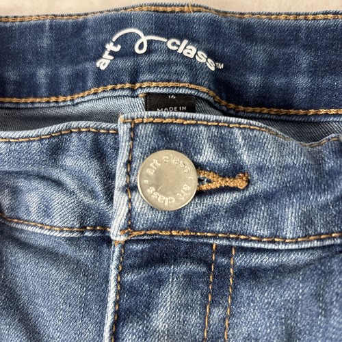 Art Class Denim Blue Jeans Girls Sz 16 Bell Bottoms Adjustable Waist Stretch - Picture 3 of 7