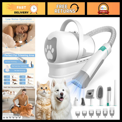 Pet Grooming Vacuum Kit with Clipper & Nail Grinder - 6 Tools for Dogs & Cats